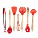 Silicone Cooking Utensils Set for Kitchen: 7 Piece Red Silicone Kitchen Utensil.