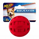 Nerf Dog Checker Squeak Rubber Ball Dog Toy, Small/Medium, Red