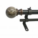 Beme International 1" Core Marble Ball Double Telescoping Drapery Rod Set Brown
