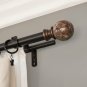 Beme International 1" Core Marble Ball Double Telescoping Drapery Rod Set Brown