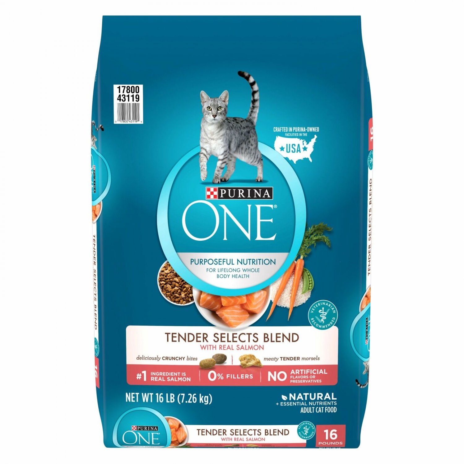 Purina One Tender Selects Blend With Real Salmon Adult Dry Cat Food - 16 Lb. Bag
