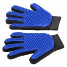 Pet Grooming Glove - Gentle Deshedding Brush Glove - 1 Pair (Blue)