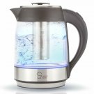Electric Tea Kettle, Cordless Glass Pot 1.8 Liter, Stainless Steel Hot Water Tea