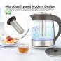 Electric Tea Kettle, Cordless Glass Pot 1.8 Liter, Stainless Steel Hot Water Tea