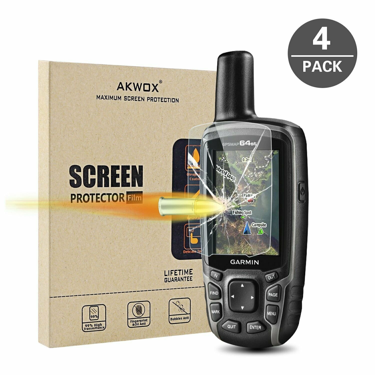 (Pack of 4) Tempered Glass Screen Protector for Garmin GPSMAP 62 64 64s 64st,...