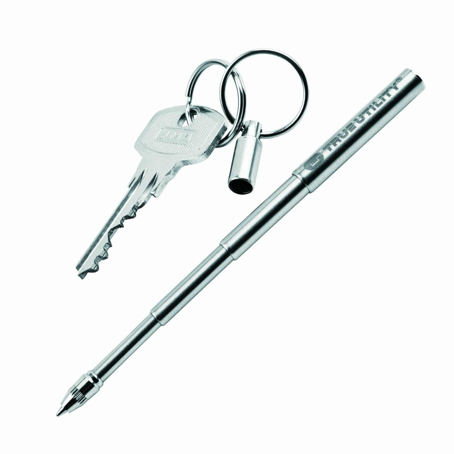 Personal Mini Telepen Telescoping Key Ring Pen Stainless Steel 3 Refills New