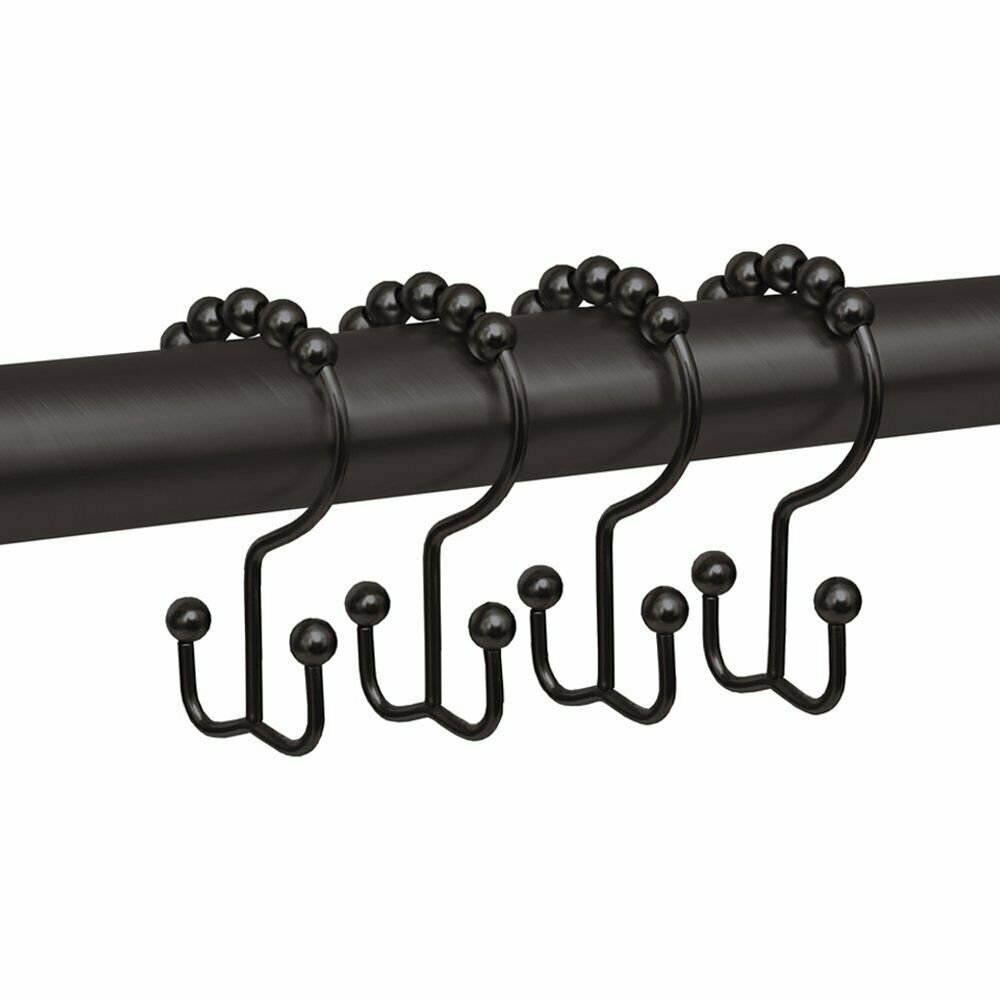 MAYTEX Metal Double Roller Glide Shower Curtain Ring/Hooks, Oil Rubbed Bronze, S