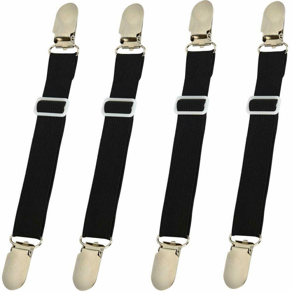 4 Pcs Elastic Bed Mattress Sheet Clips Grippers Straps Suspender Fasteners Holde