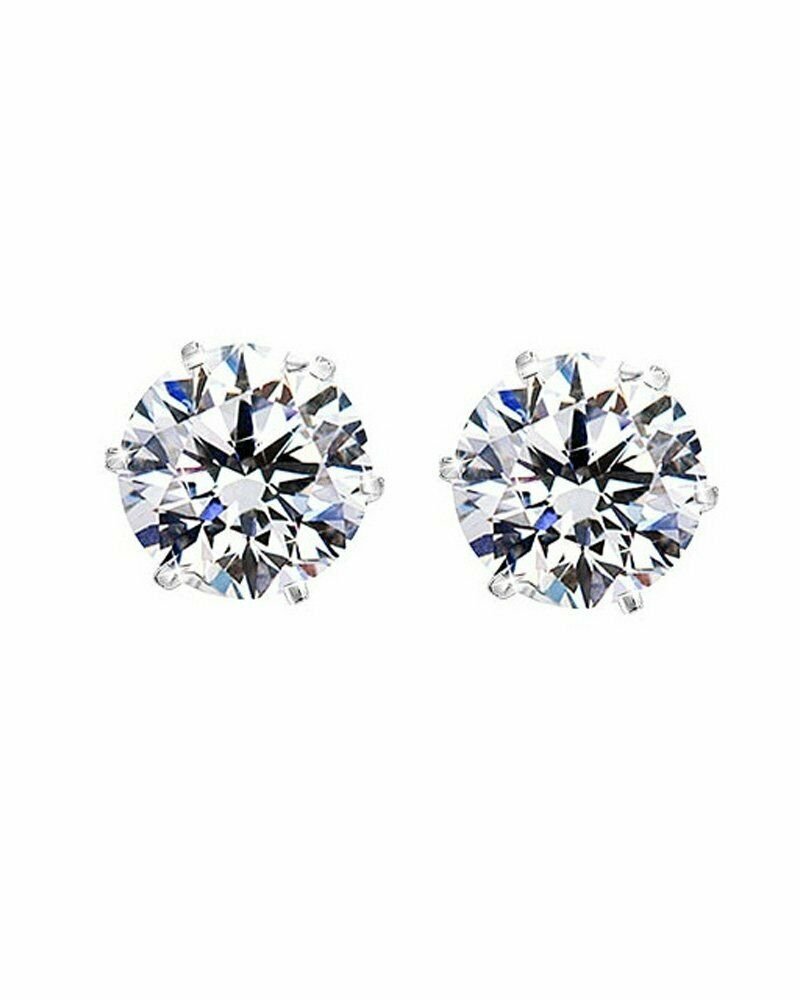 Round Cut Clear CZ Stainless Steel Men Magnetic Stud Earrings No Piercing 7mm