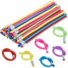 60 Pieces Wooden Lead Pencils Bendable Flexible Bendy Soft With Eraser, Colorful