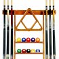 Pool Table Wall Mount Rack Mahogany For 6 Cues Billiard Balls Racks Accessories