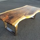 96"L Custom Stained, Solid Slab Acacia Wood Table