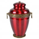 Red Metal Cremation Urn for Ashes with Rose Adult Funeral Ashes Urn, Memorials