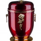 Beautiful Red Metal Cremation Urn with Gold Cross Funeral Urn For Ashes (UMK1)