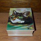 Unique Custom Wood Casket Memorial Urn for Cat's ashes Hand painted Pet Urn cat