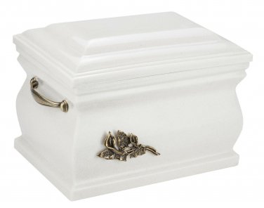 White Composite Casket Cremation Ashes Urn For Adult With Calla Lily Memorial UK