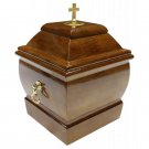 BEAUTIFUL SOLID WOOD CASKET WITH CROSS AND HANDLES FUNERAL ASHES URN FOR ADULT