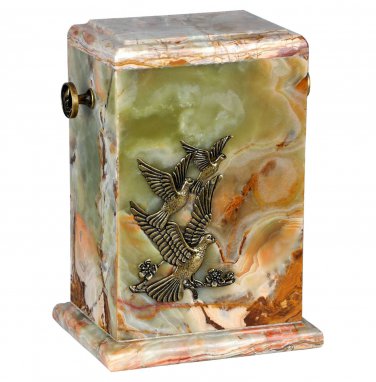 Stone Casket Natural Onyx Cremation Ashes Memorial Funeral Urn for Adult (12MG)