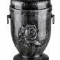 Steel Cremation Urn for Ashes with Rose Emblem Funeral Urn for Adult Memorial UK