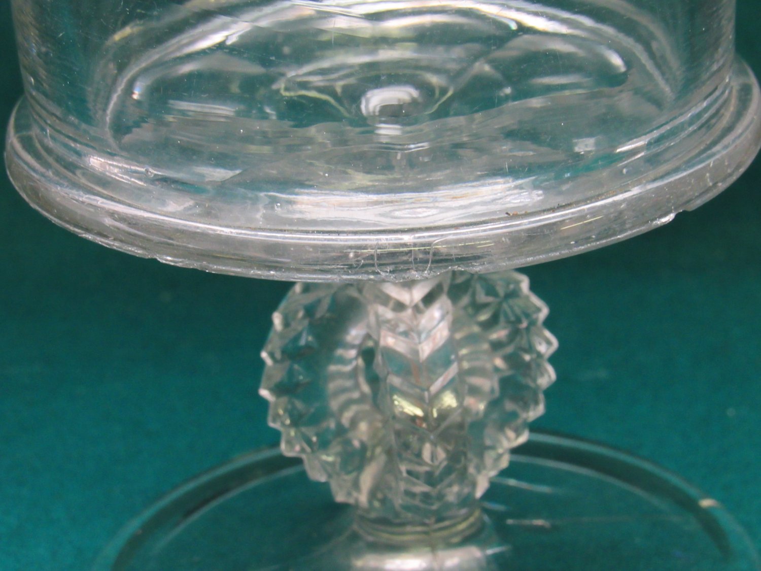 Etched Trifle Style Single Glass Dish with Double Stem