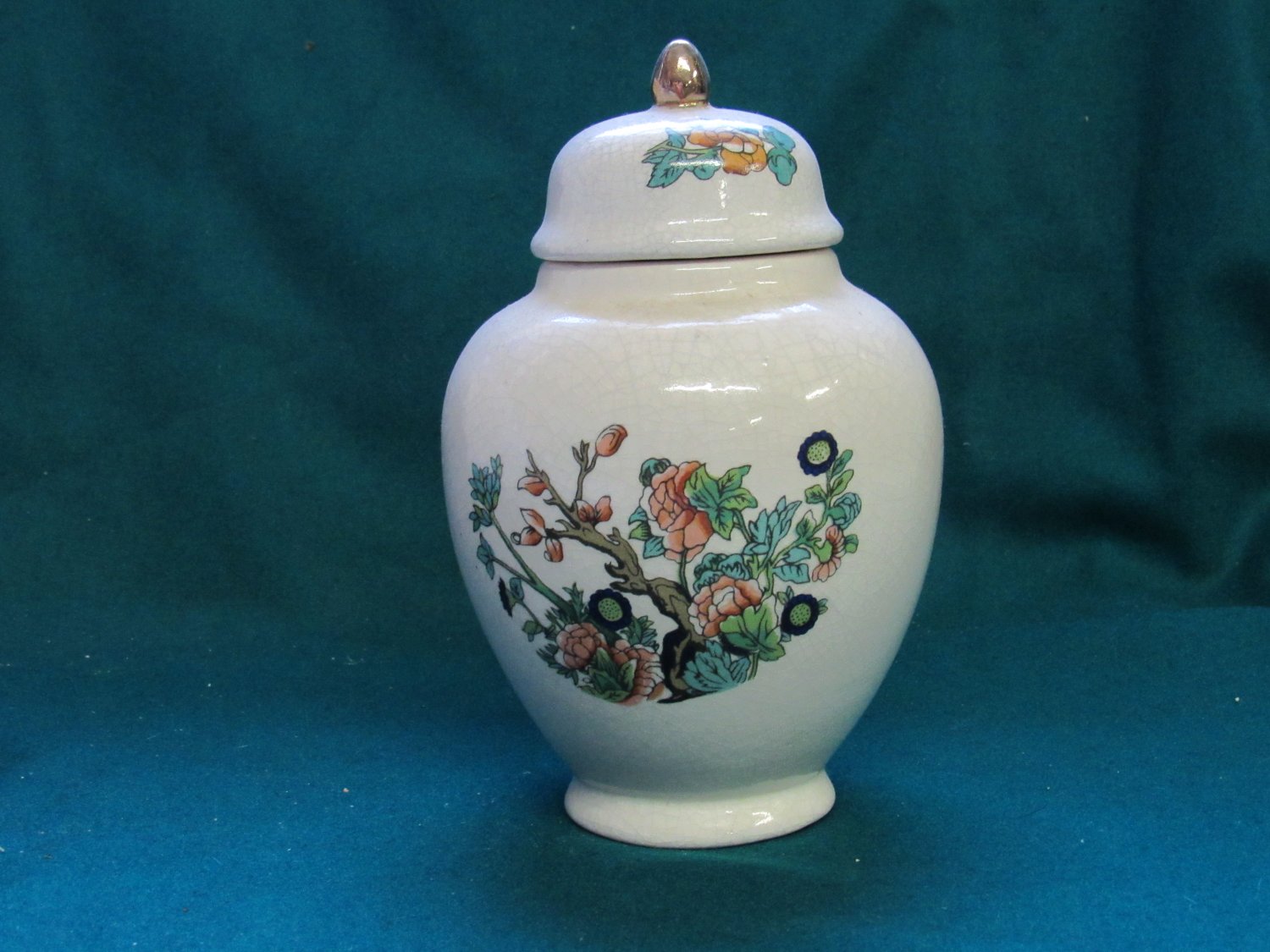 Vintage Ginger Jar with Gold Finial