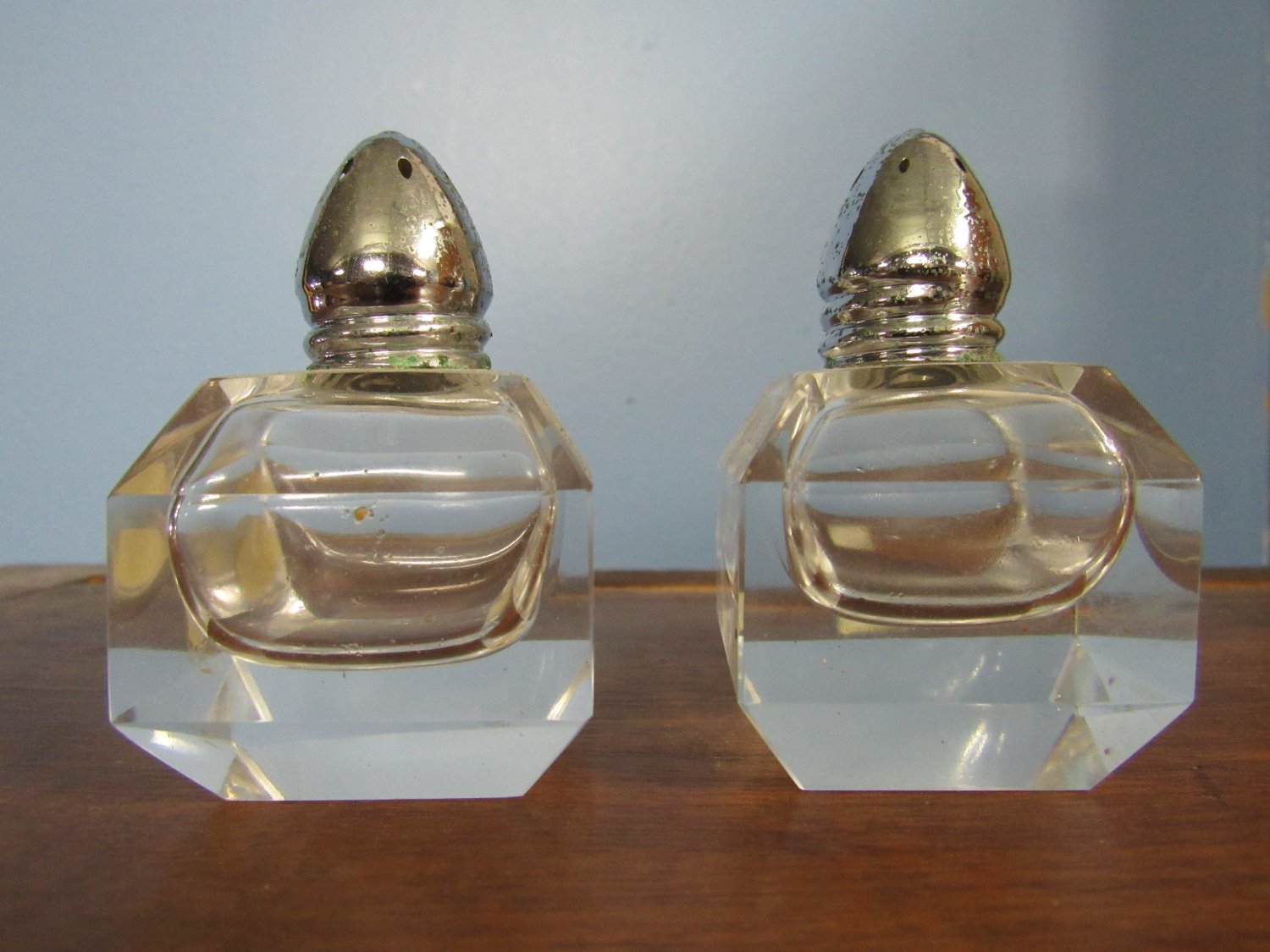 Vintage Irice Crystal Salt and Pepper Shakers