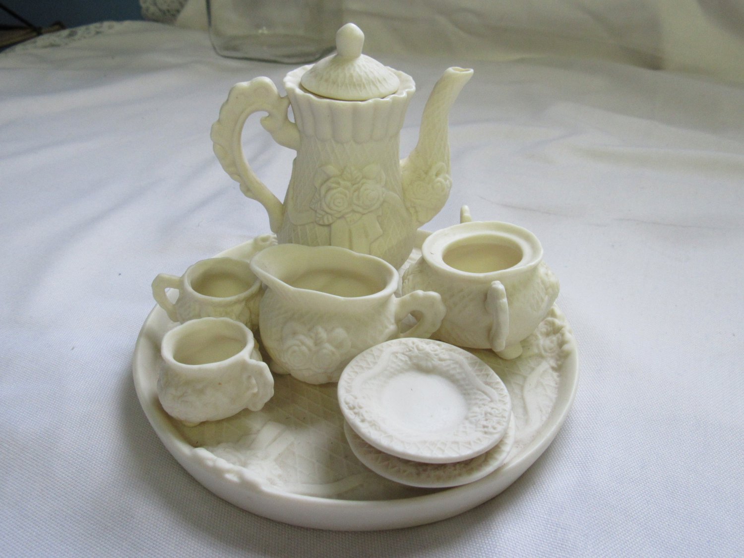 Mini Ceramic Ivory Bisque Tea Set