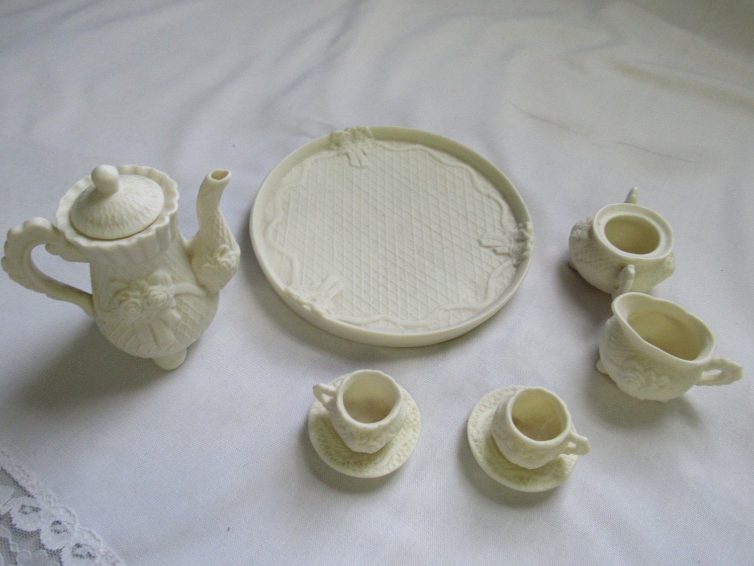 Mini Ceramic Ivory Bisque Tea Set