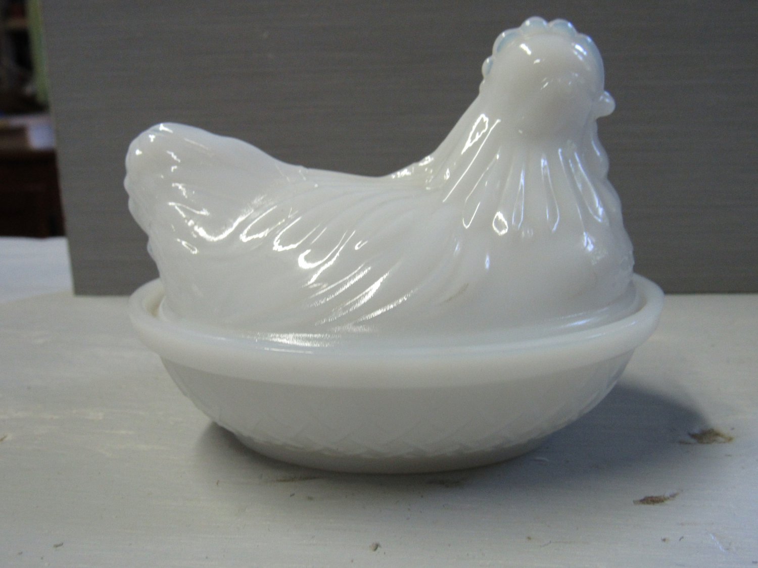 Small Milk Glass Hen on Nest