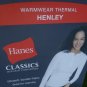 NEW WARM Charcoal Grey Hanes Henley Long Sleeve Thermal Women's Shirt Small