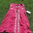 Great Northwest Indigo Sleeveless Red Embroidered Tank Top Blouse sz L