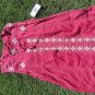 Great Northwest Indigo Sleeveless Red Embroidered Tank Top Blouse sz L