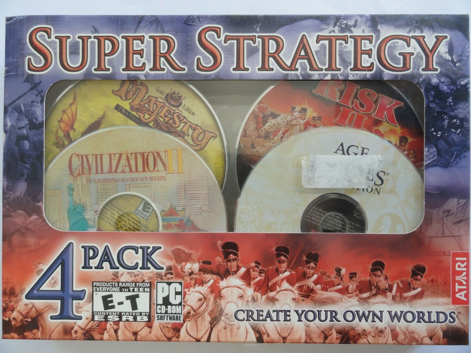 Super Strategy 4 Pack PC Age of Empires Gold Civilization II Risk II and Majesty