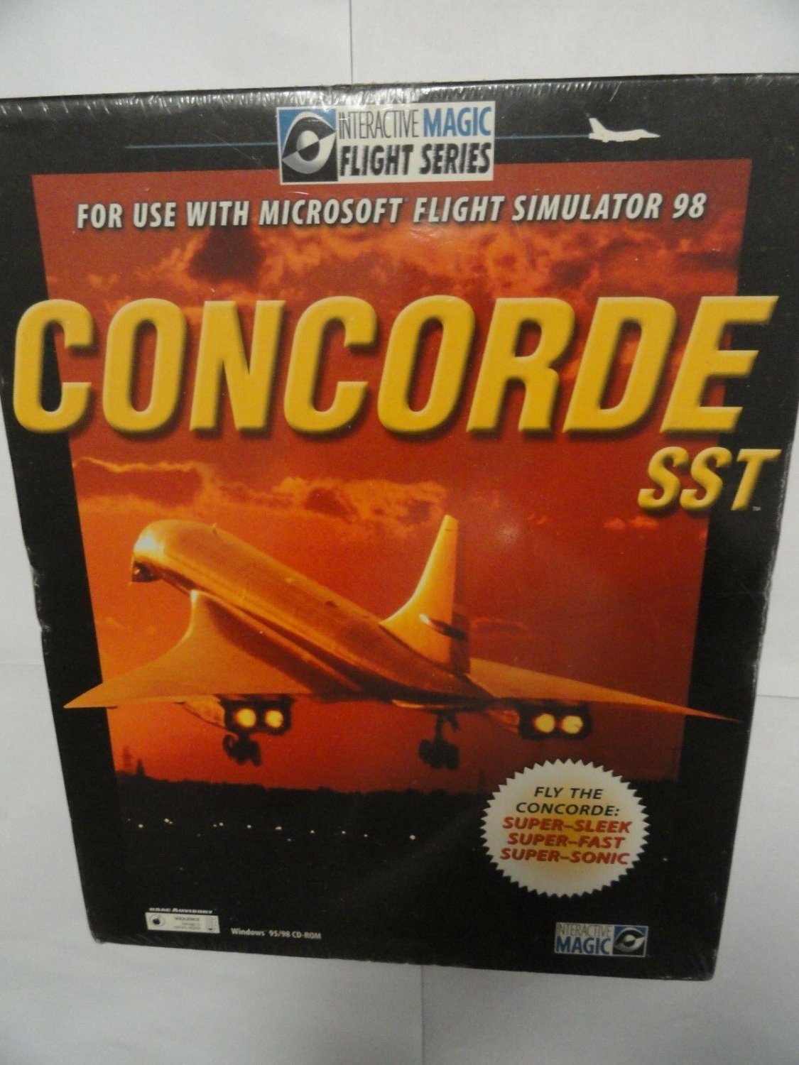 Concorde SST (PC game, 1999 ms flight simulator 98 add-on  NEW SEALED BIG BOX