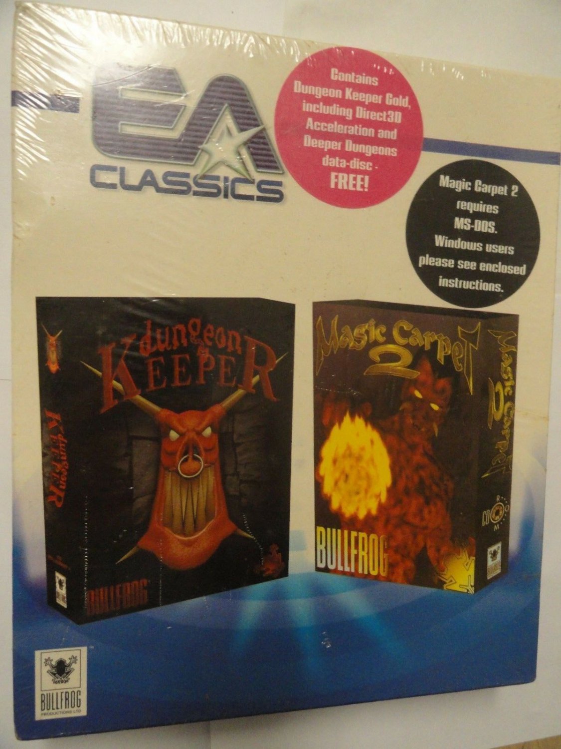 Dungeon Keeper and Magic Carpet 2 EA Classics pc game NEW SEALED BIG BOX
