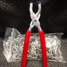 Hog Ring Pliers and 200 Hog Rings 3/4" Seat Covers Upholstery Fences Netting
