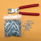 Hog Ring Pliers and  200 Hog Rings 3/8" for Sausage Casings, Tags, Traps, Cage