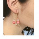 Pink and Crystal Beaded Drop Hoops
