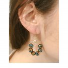 Aqua Blue and Gold Hoop Earrings