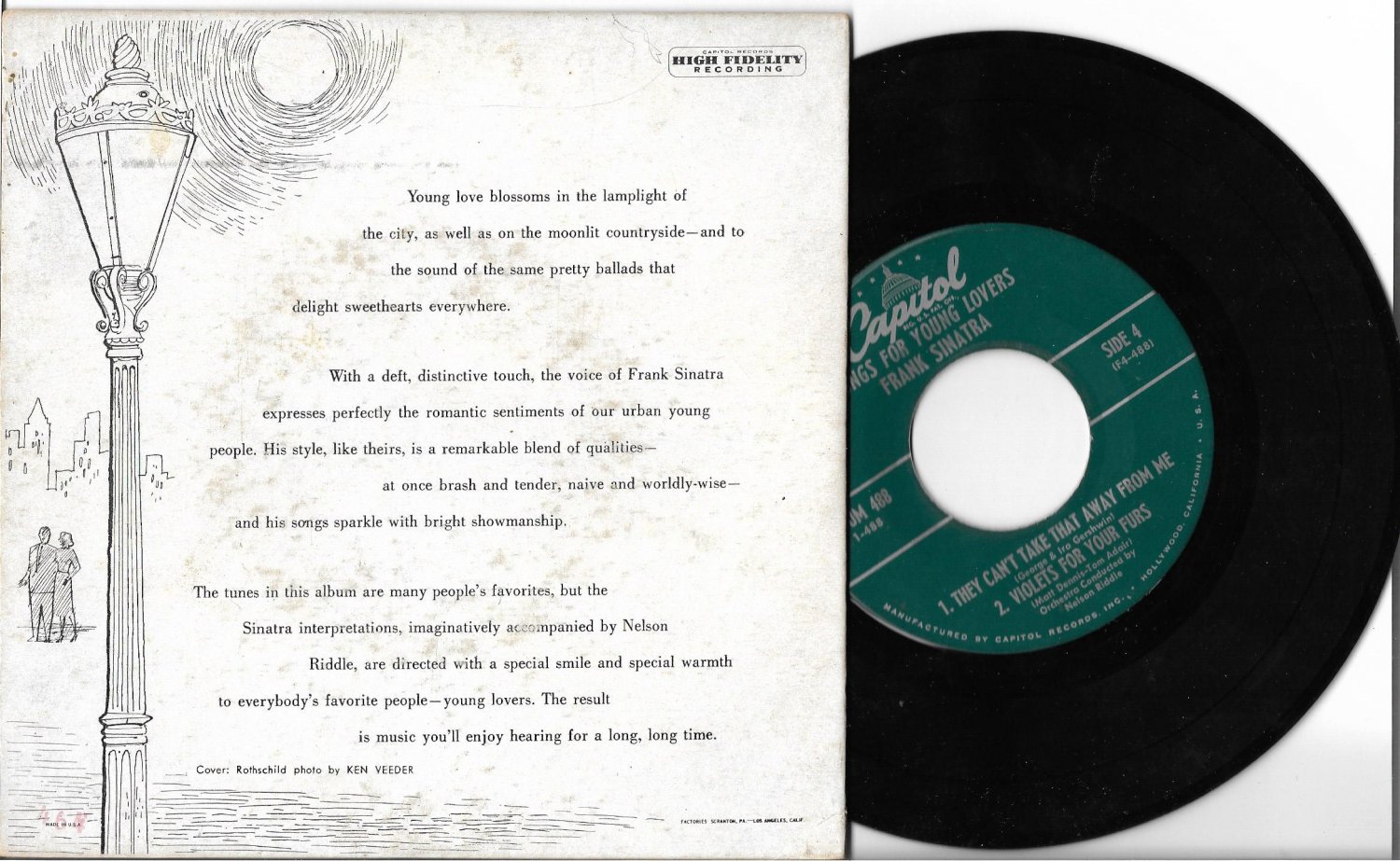 Frank Sinatra "Songs For Young Lovers Part 1" '55 EP EX vinyl