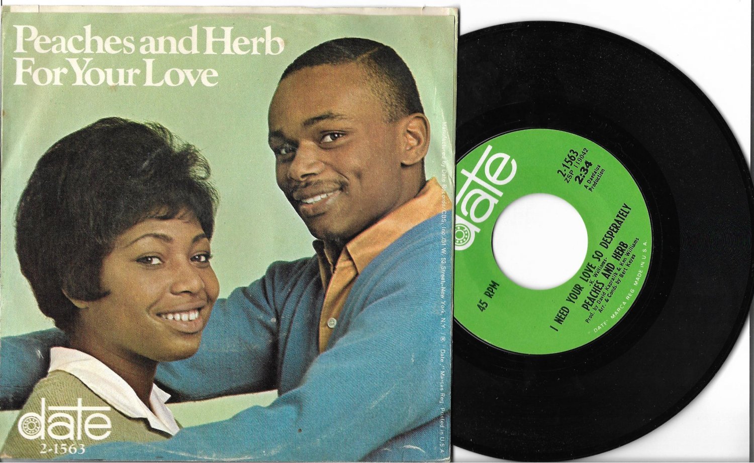 Peaches & Herb "For Your Love" '67 Soul wPic Sleeve Excellent set!