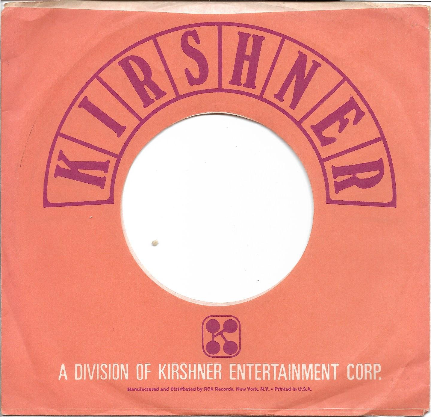 Company Sleeve ONLY: Kirshner Records (1968-1972) - nice sleeve!