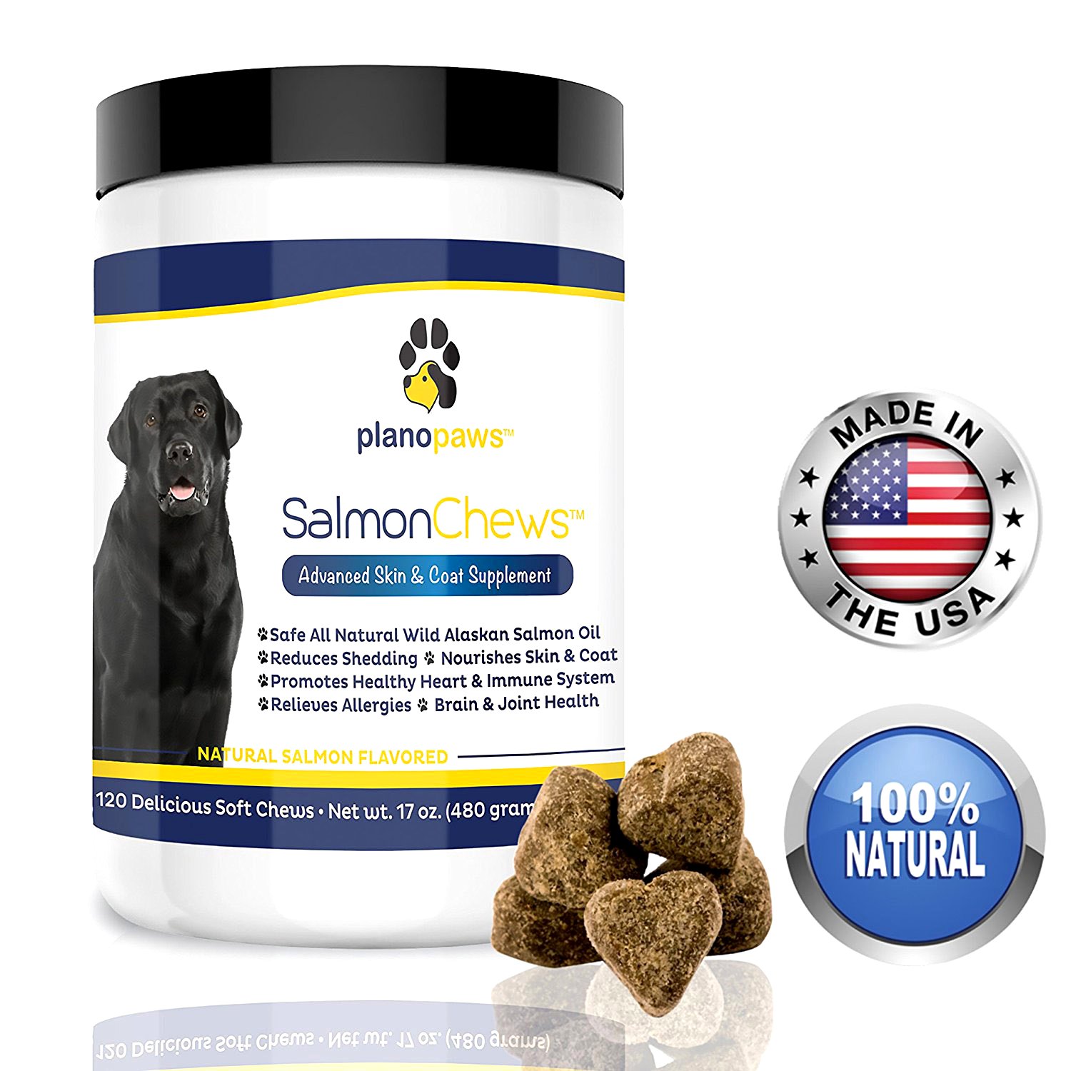 Dog Treats w/ Omega Fish Oil for Dogs Arthritis Hip Joint Pain Skin