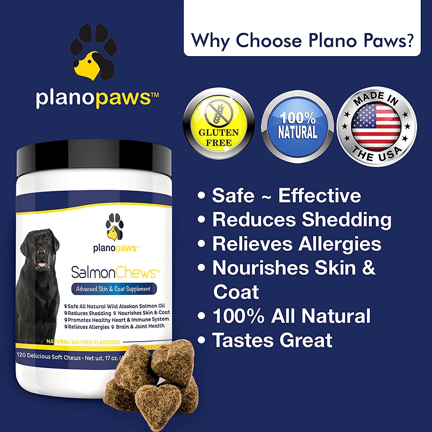 Dog Treats w/ Omega Fish Oil for Dogs Arthritis Hip Joint Pain Skin