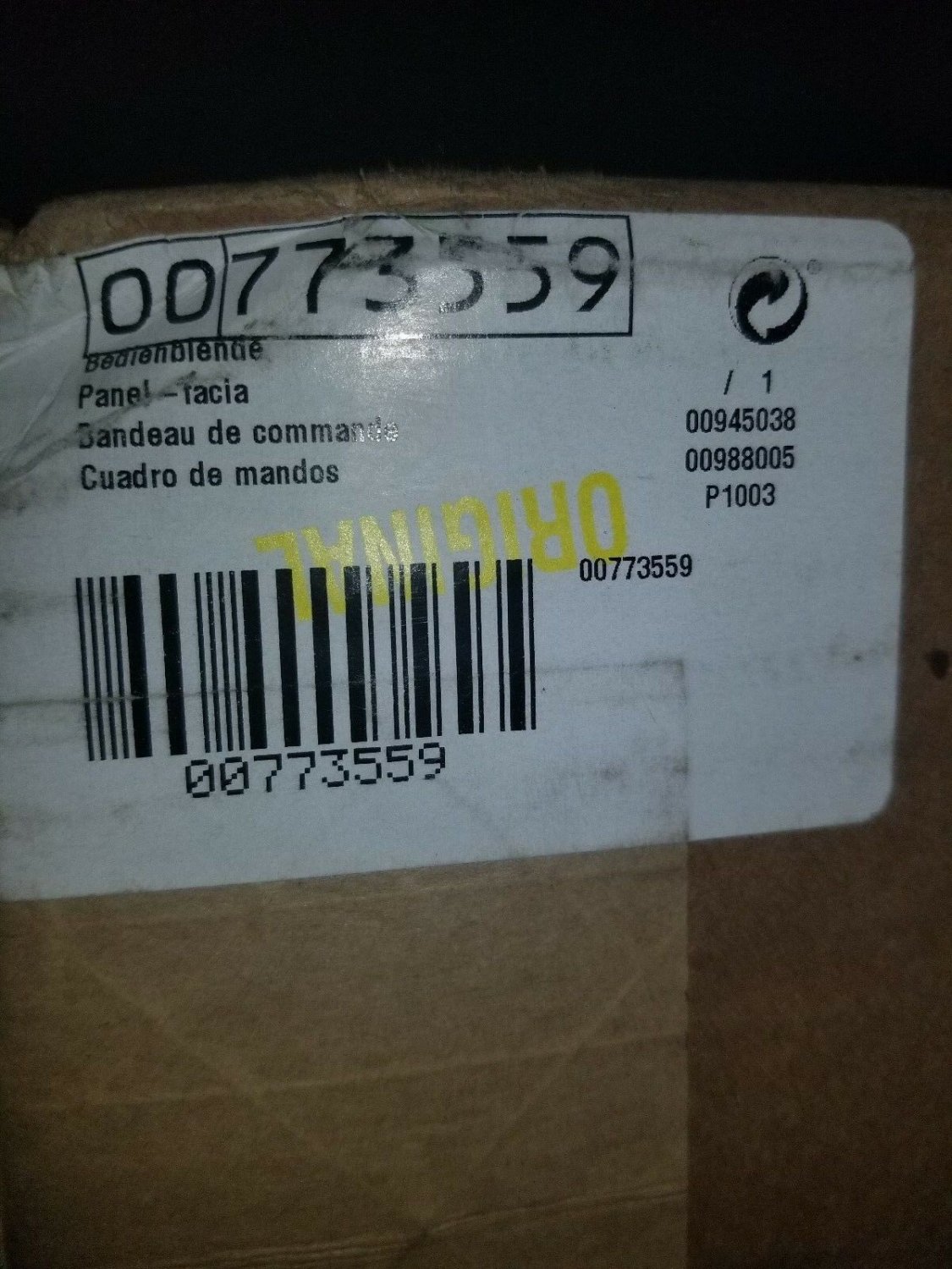 THERMADORE/ BOSCH FACIA PANL 00773559