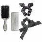 Brush Set Macy's 4-Pc Shiny Hair Don't Care Set Silver Brush Comb Scrunchies New
