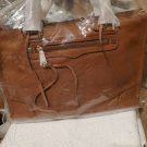 New Rebecca Minkoff Regan Large Leather Satchel Shoulder Bag Almond Brown 100%