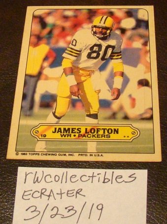 James Lofton 1983 Topps Sticker Insert Football Card