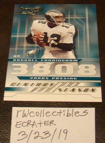 Randall Cunningham 2001 Leaf Quantum Century Season Insert Card Serial # 517/1000