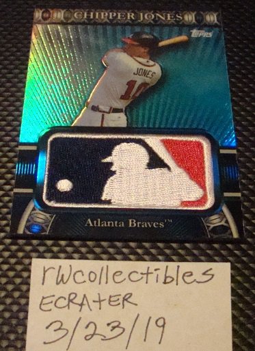 Chipper Jones 2010 Topps Logo Patch Relic Card Serial # 20/50